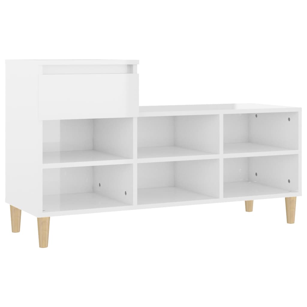 Vidaxl Cabinet da scarpe 102x36x60 cm Bianco lucido in legno trasformato