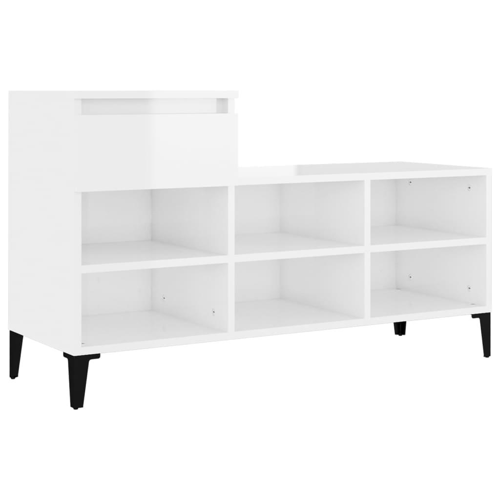 Vidaxl schong Cabinet 102x36x60 CM veraarbecht Holz héich Glanz wäiss