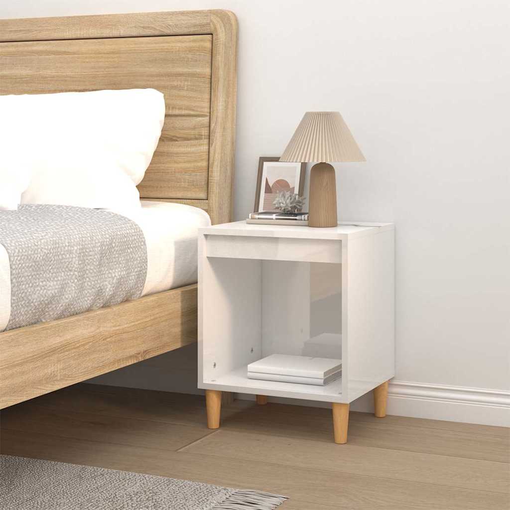 Vidaxl nachtkastje 40x35x50 cm bewerkt hout hoogglans wit