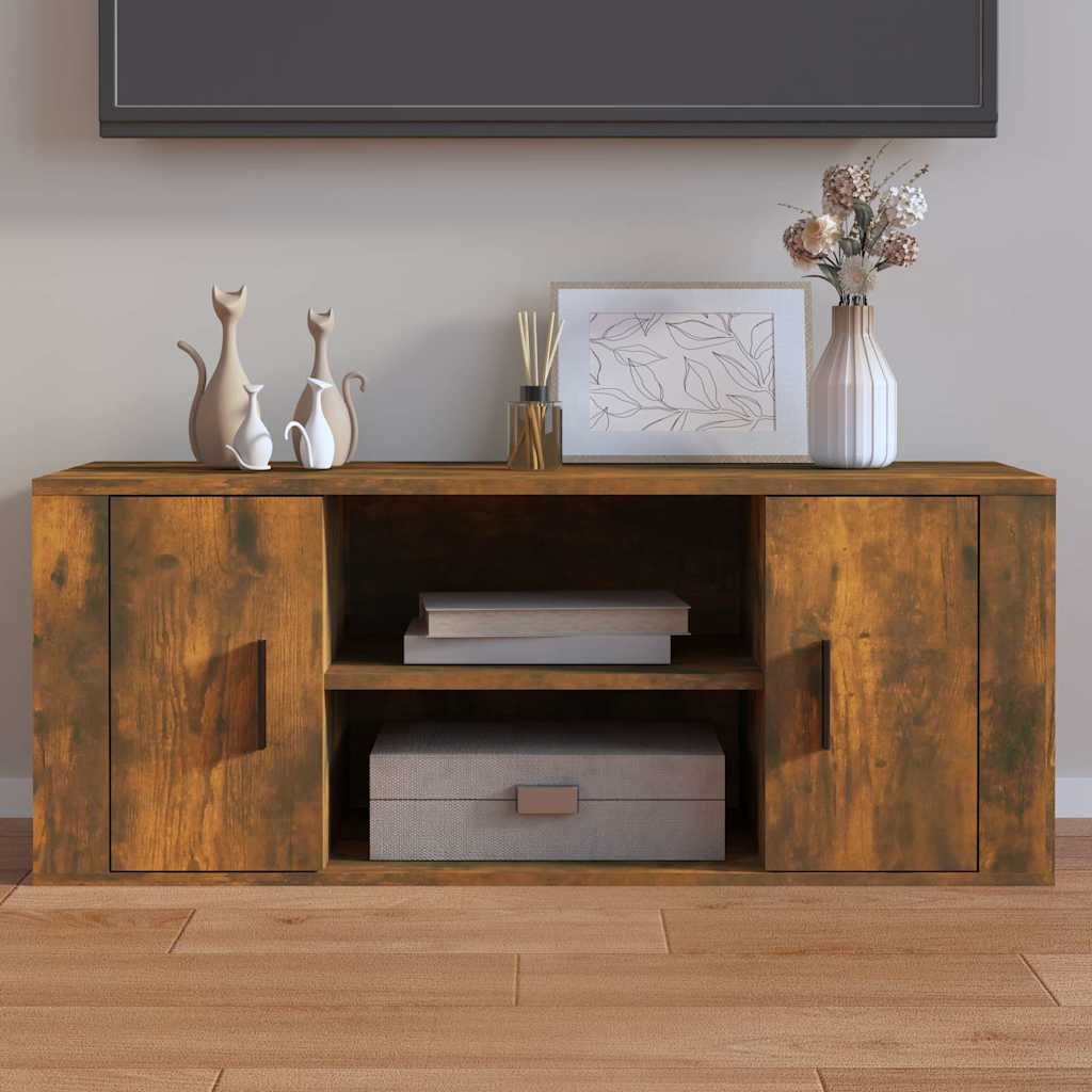 Vidaxl tv-meubel 100x35x40 cm bewerkt hout gerookt eikenkleurig
