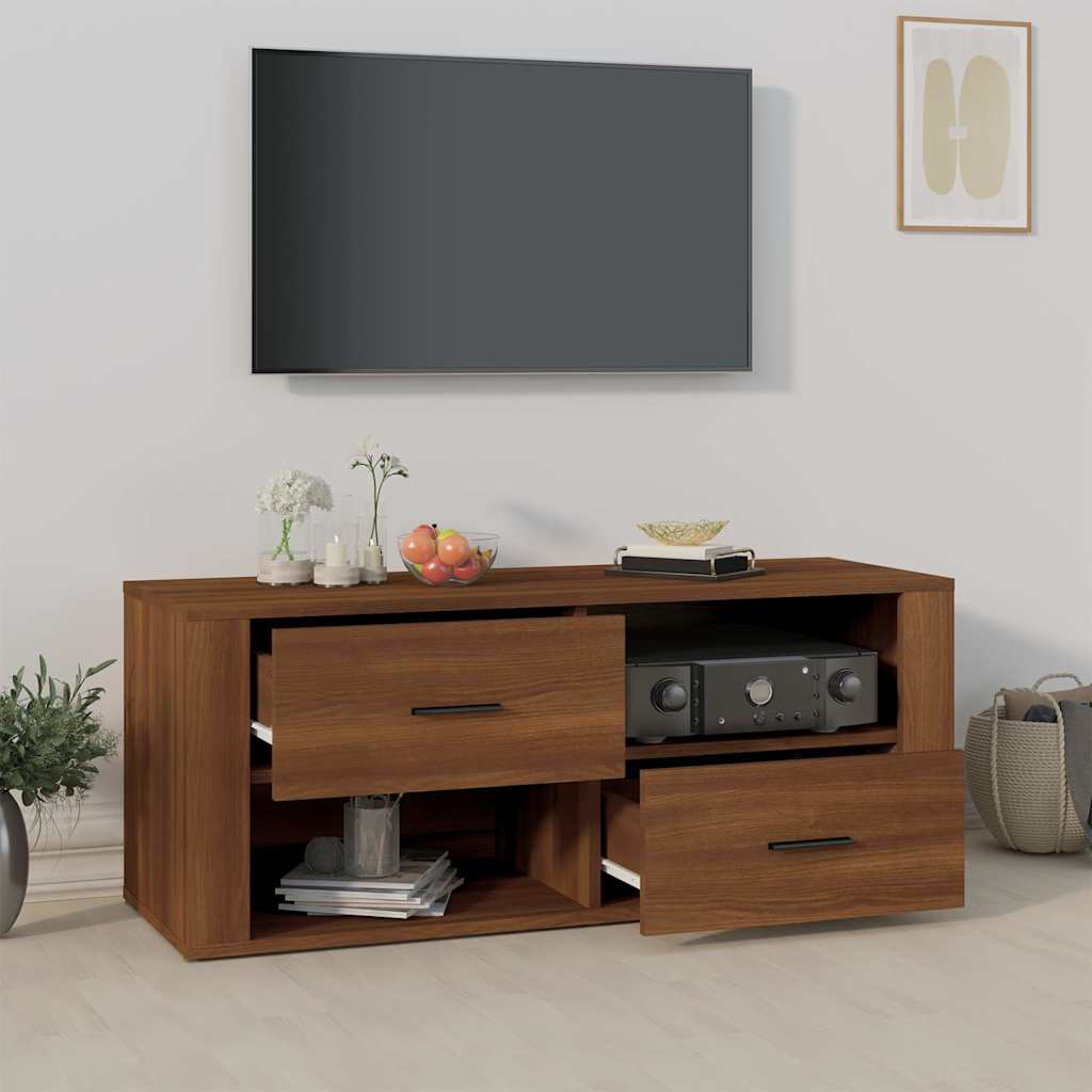 Vidaxl tv-meubel 100x35x40 cm bewerkt hout bruin eikenkleur