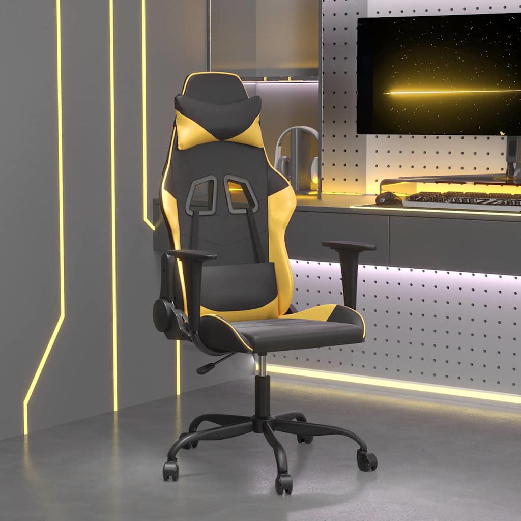 Vidaxl gamestoel kunstleer zwart en goud