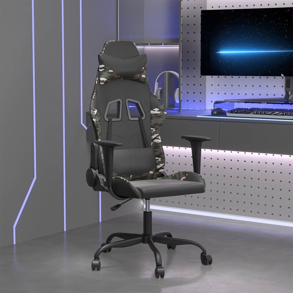 Vidaxl gamestoel kunstleer zwart en camouflage