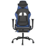 Vidaxl gamestoel met voetensteun kunstleer zwart en blauw