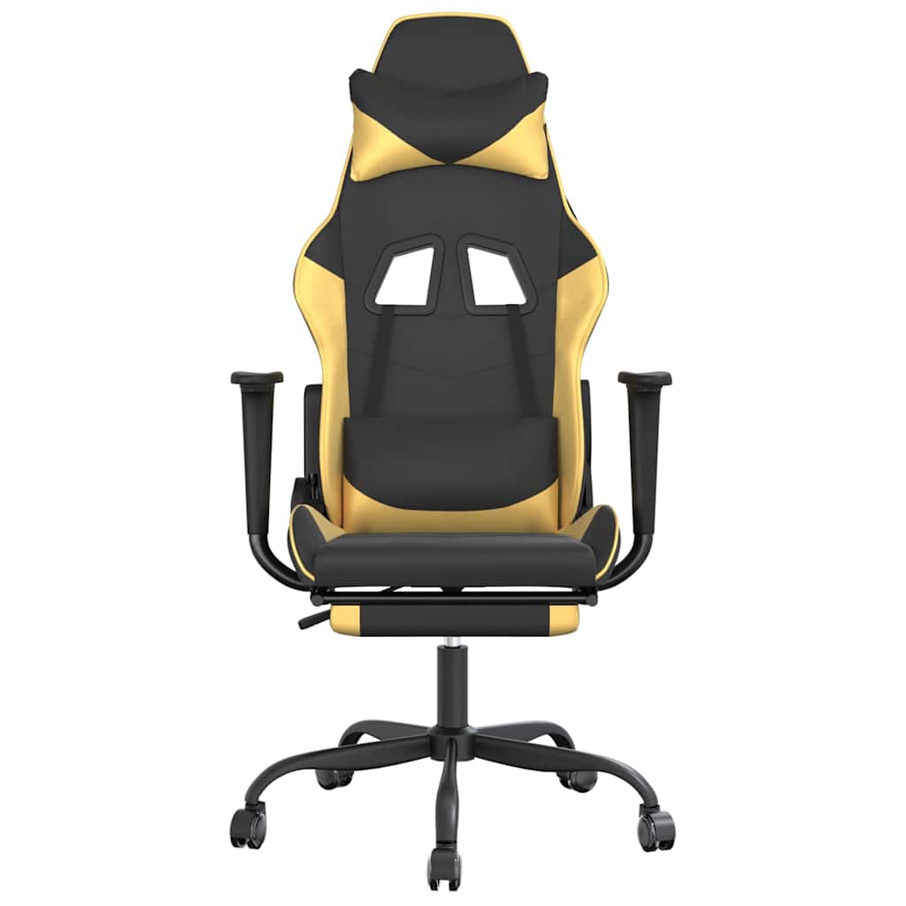 Vidaxl gamestoel met voetensteun kunstleer zwart en goudkleurig