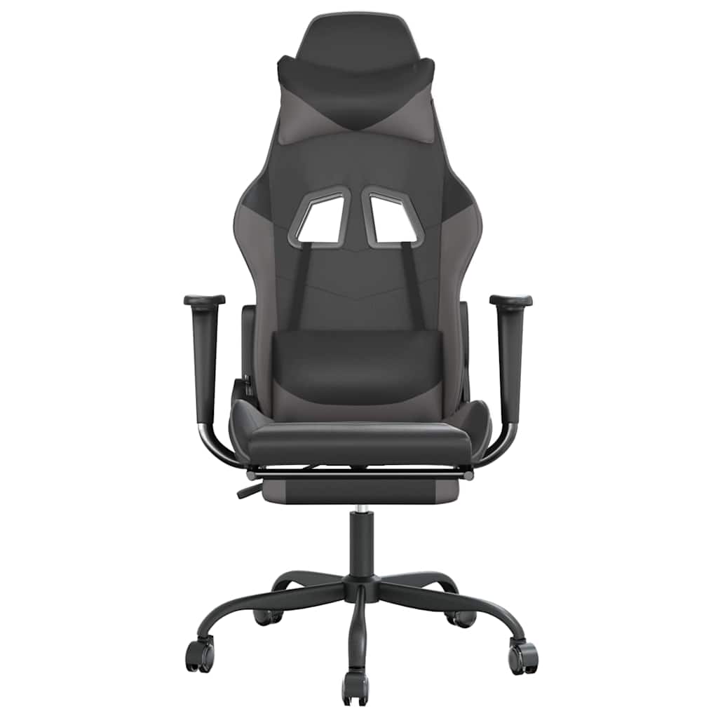 Vidaxl gamestoel met voetensteun kunstleer zwart en grijs