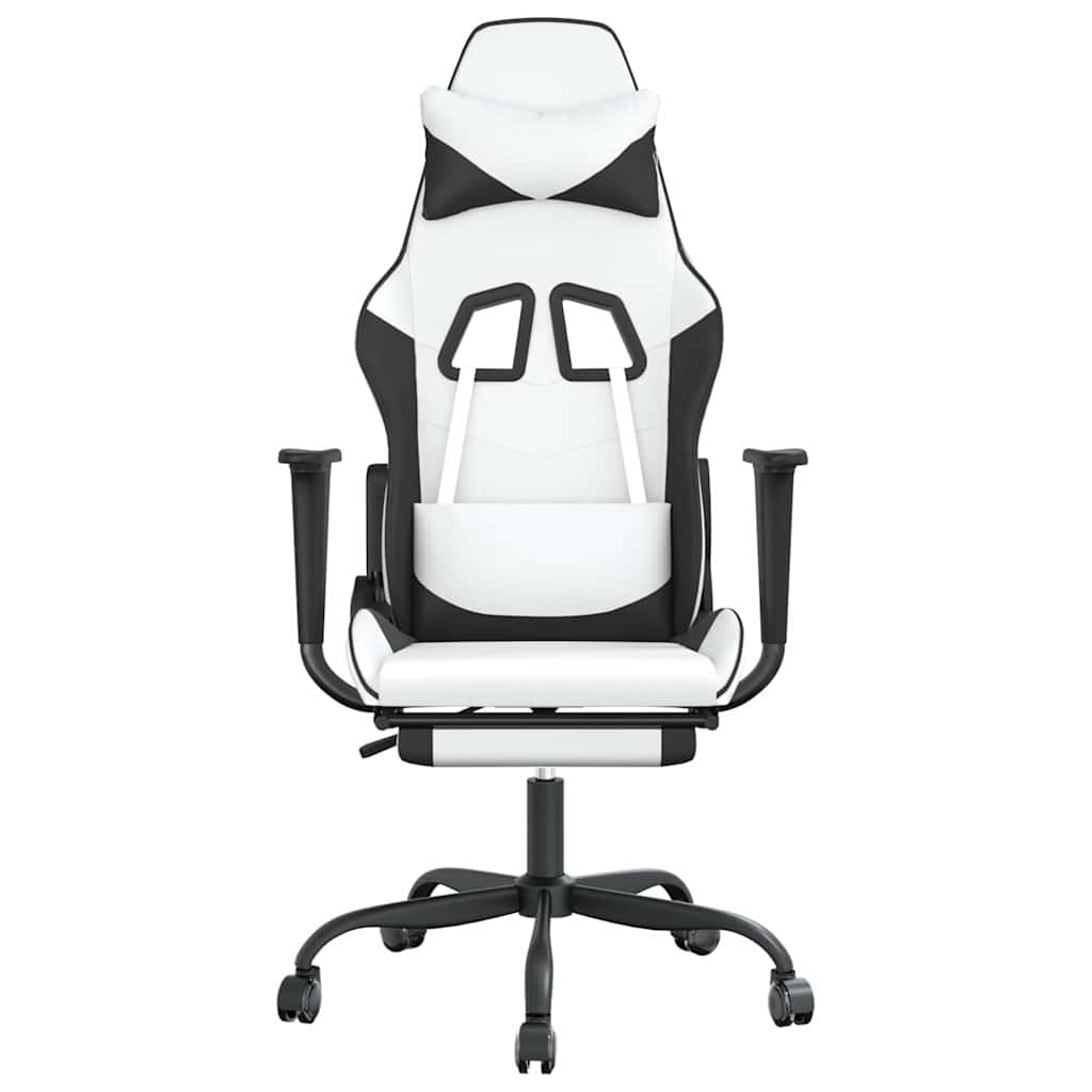 Vidaxl gamestoel met voetensteun kunstleer wit en zwart