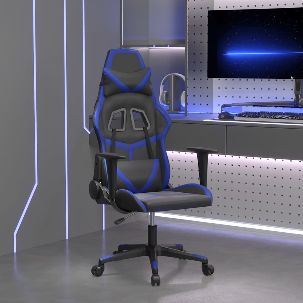 Vidaxl gamestoel kunstleer zwart en blauw
