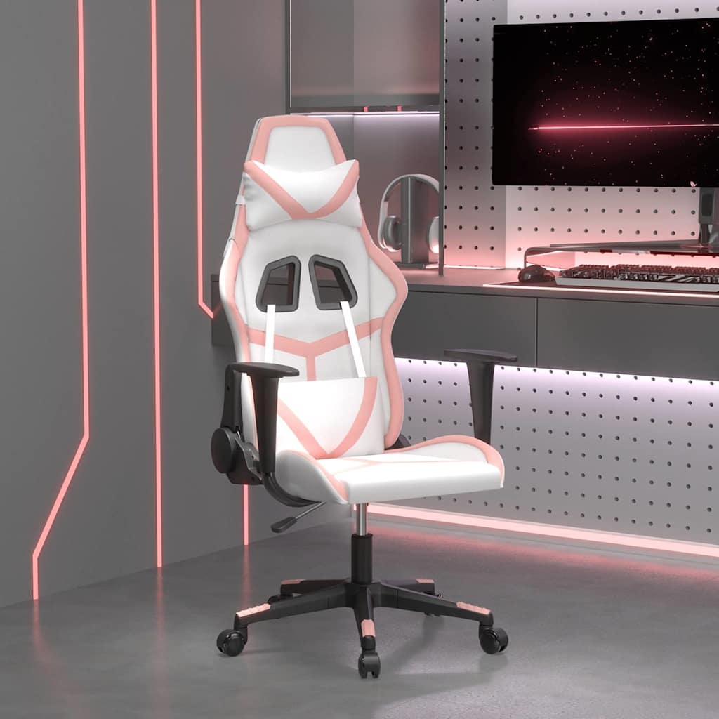 Vidaxl gamestoel kunstleer wit en roze