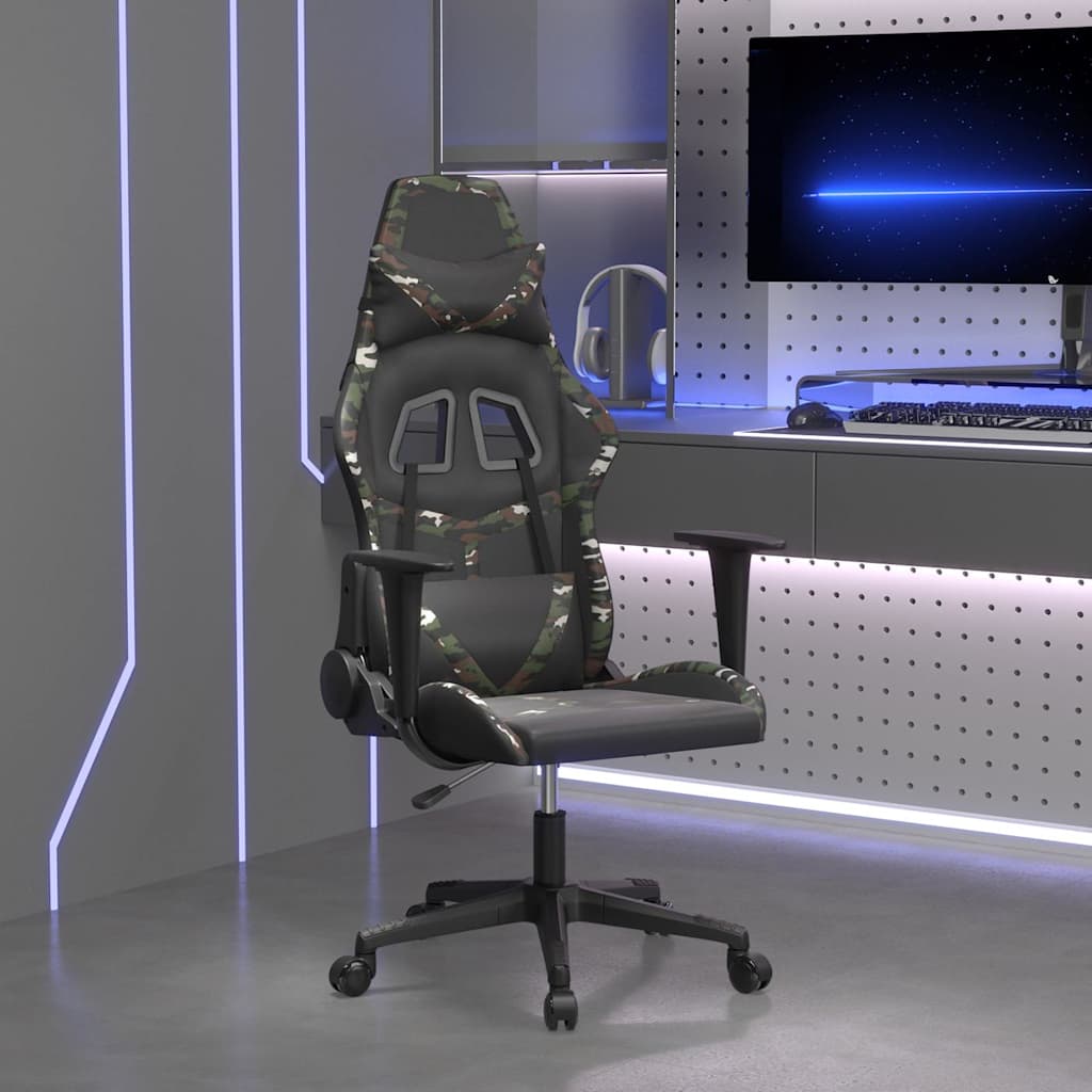 Vidaxl gamestoel kunstleer zwart en camouflage