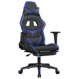 Vidaxl gamestoel met voetensteun kunstleer zwart en blauw