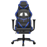 Vidaxl gamestoel met voetensteun kunstleer zwart en blauw