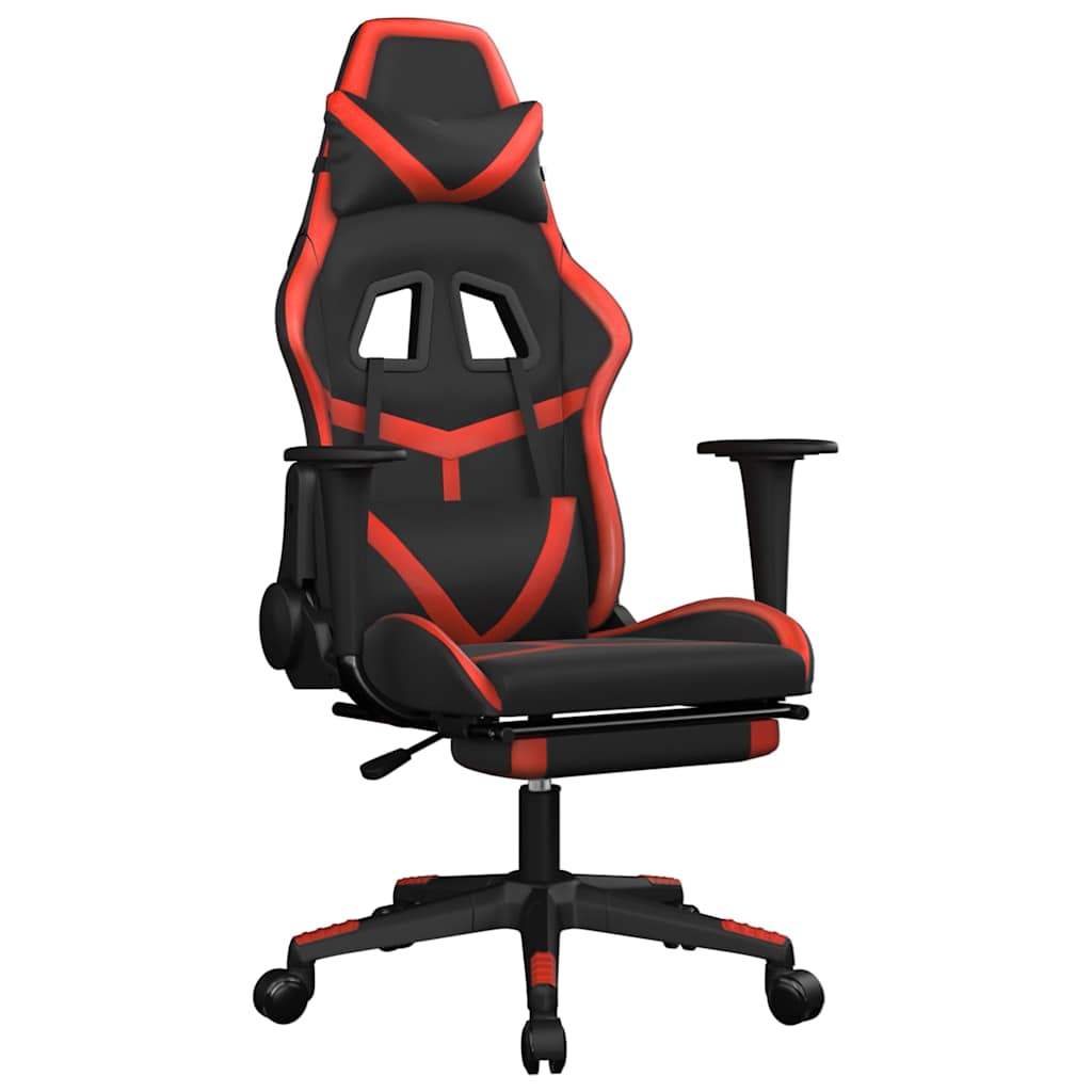 Vidaxl gamestoel met voetensteun kunstleer zwart en rood