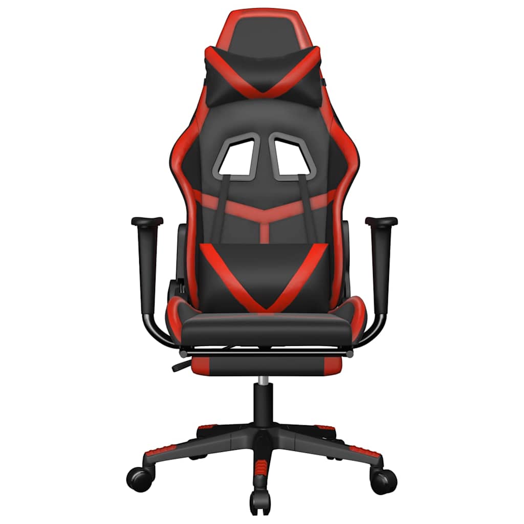 Vidaxl gamestoel met voetensteun kunstleer zwart en rood