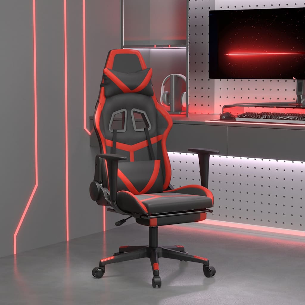 Vidaxl gamestoel met voetensteun kunstleer zwart en rood