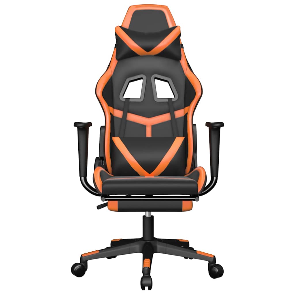 Vidaxl gamestoel met voetensteun kunstleer zwart en oranje