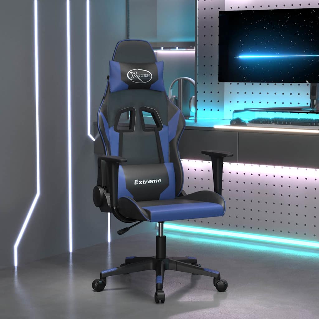 Vidaxl gamestoel kunstleer zwart en blauw