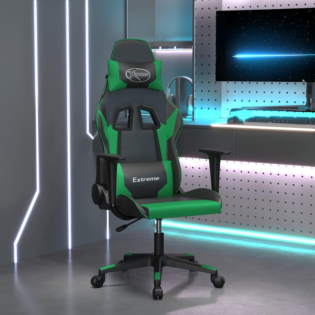 Vidaxl gamestoel kunstleer zwart en groen