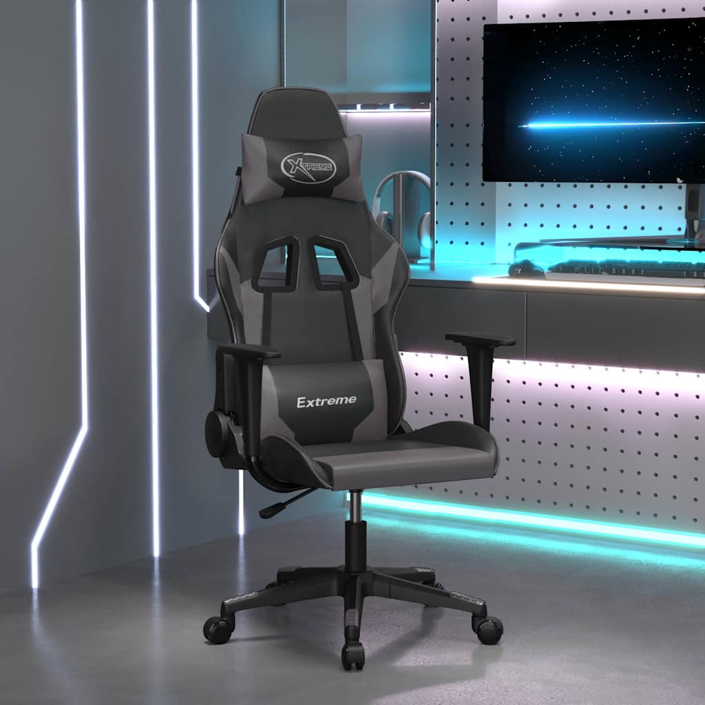 Vidaxl gamestoel kunstleer zwart en grijs