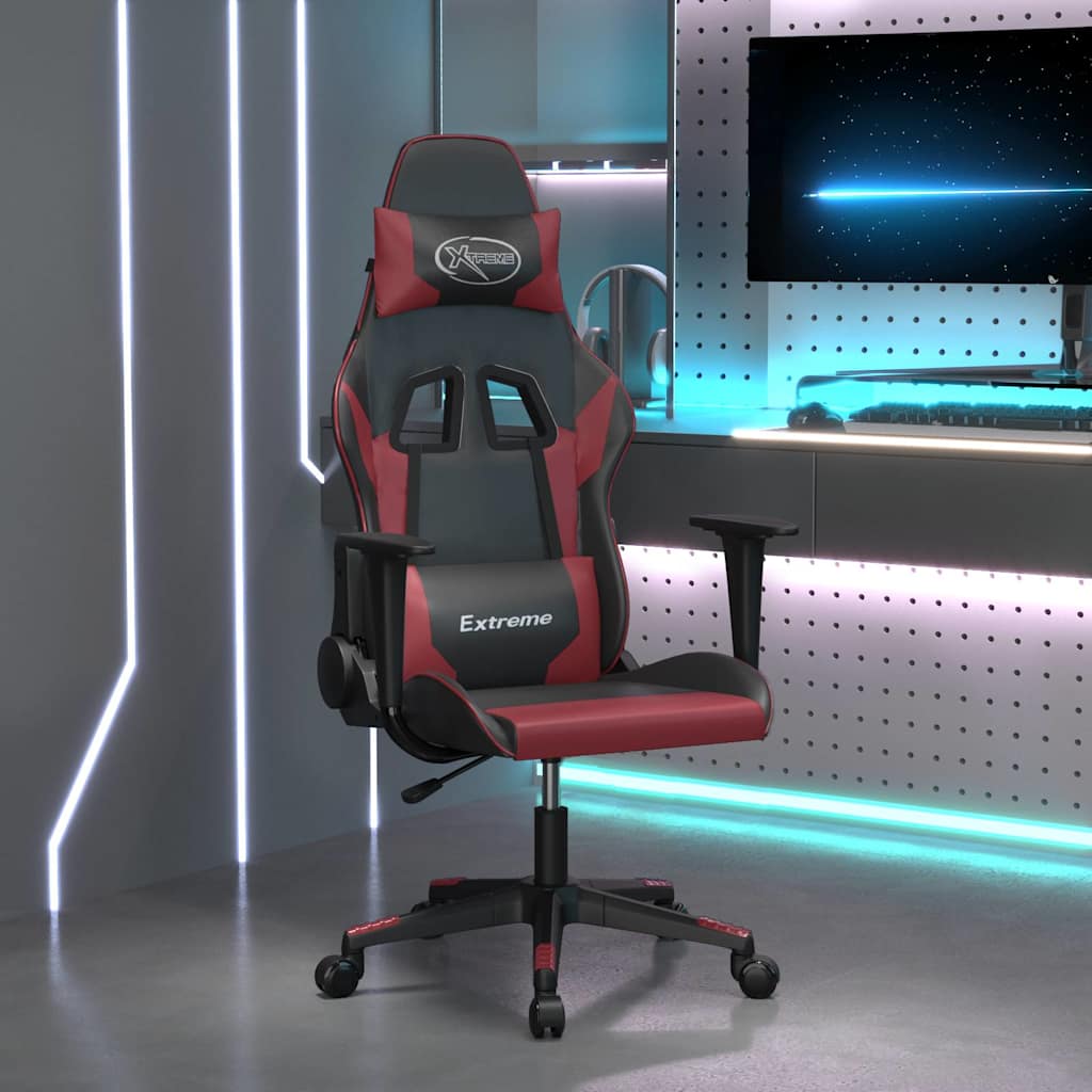 Vidaxl gamestoel kunstleer zwart en wijnrood