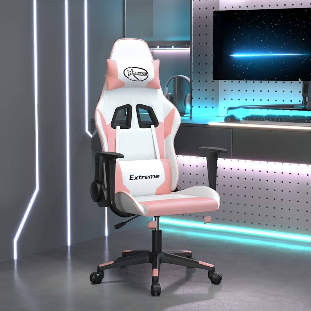 Vidaxl gamestoel kunstleer wit en roze