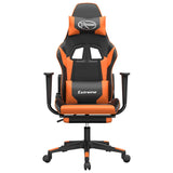 Vidaxl gamestoel met voetensteun kunstleer zwart en oranje