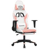 Vidaxl gamestoel met voetensteun kunstleer wit en roze