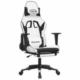 Vidaxl gamestoel met voetensteun kunstleer wit en zwart