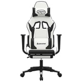 Vidaxl gamestoel met voetensteun kunstleer wit en zwart