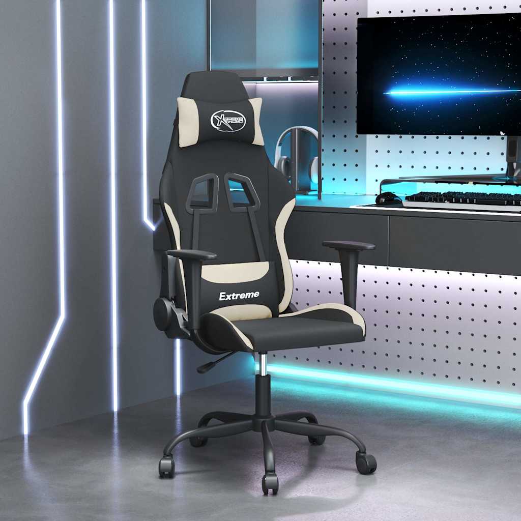 Vidaxl gamestoel stof zwart en crème