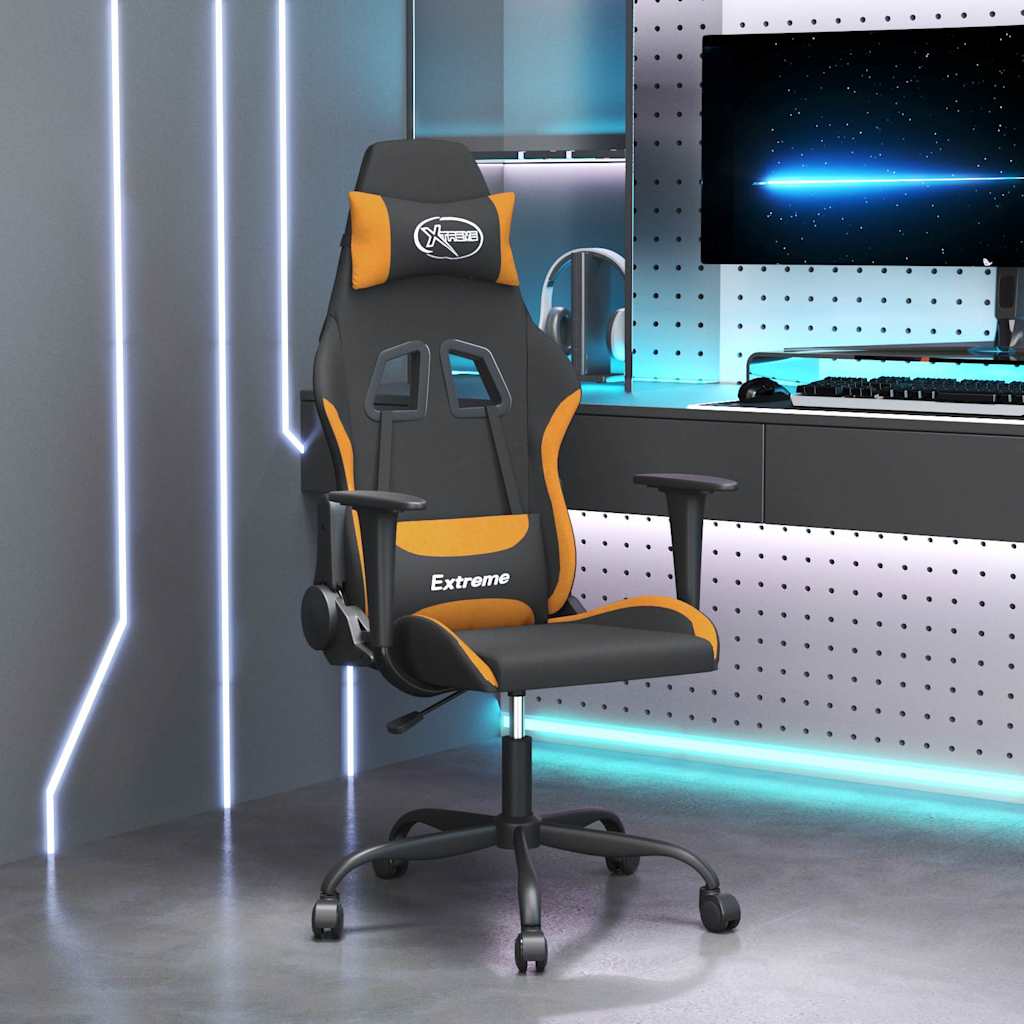 Vidaxl gamestoel stof zwart en oranje