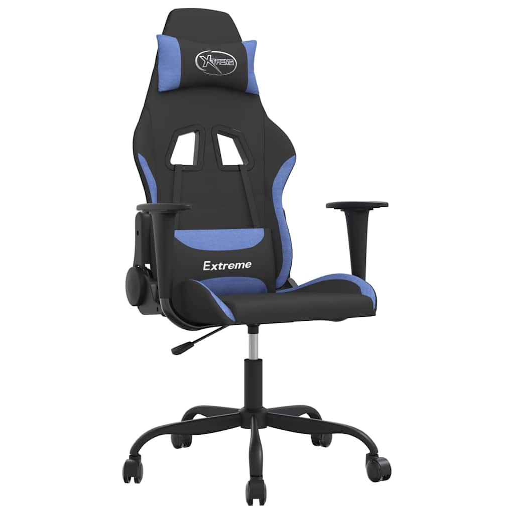 Vidaxl gamestoel stof zwart en blauw