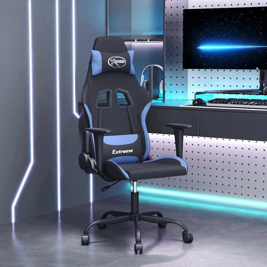 Vidaxl gamestoel stof zwart en blauw
