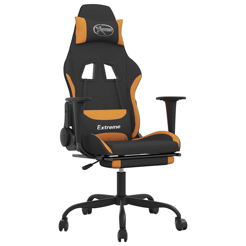 Vidaxl gamestoel met voetensteun stof zwart en oranje