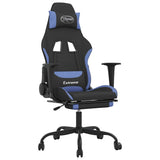 Vidaxl gamestoel met voetensteun stof zwart en blauw