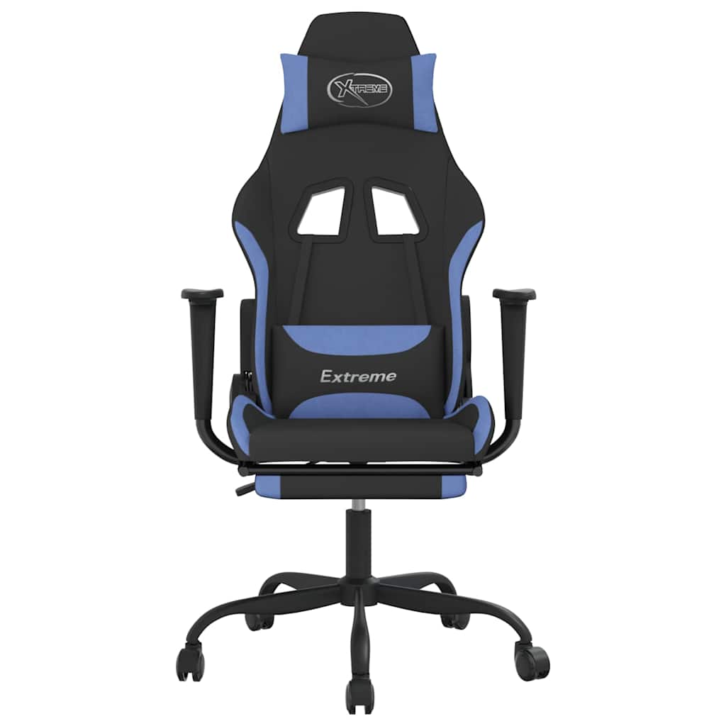 Vidaxl gamestoel met voetensteun stof zwart en blauw
