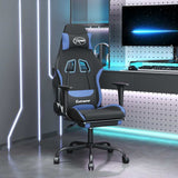 Vidaxl gamestoel met voetensteun stof zwart en blauw