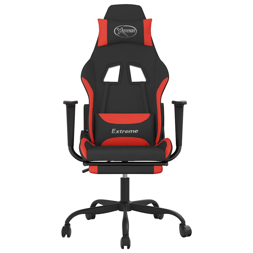 Vidaxl gamestoel met voetensteun stof zwart en rood