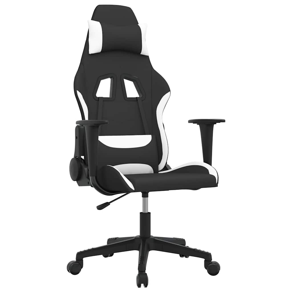 Vidaxl gamestoel stof zwart en wit