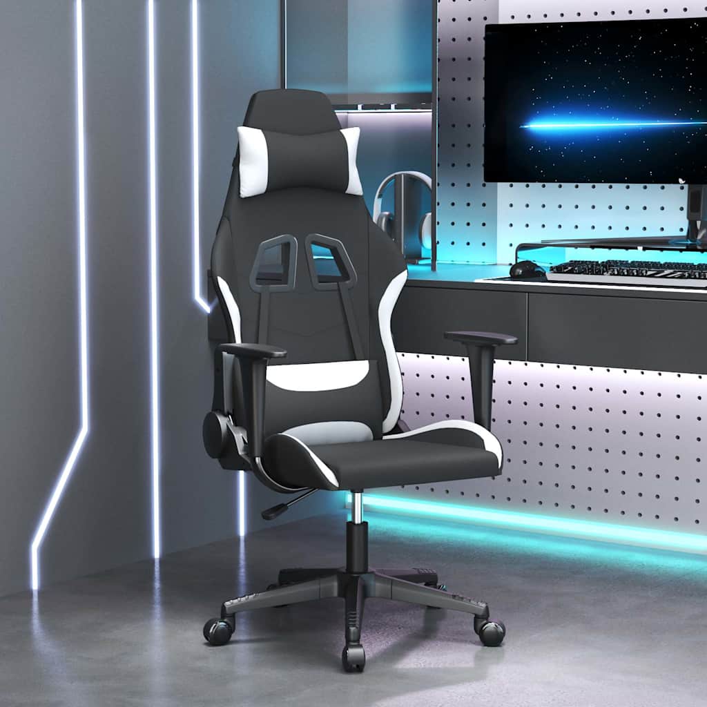 Vidaxl gamestoel stof zwart en wit