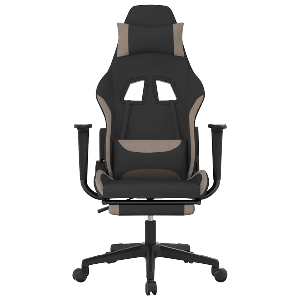 Vidaxl gamestoel met voetensteun stof zwart en taupe