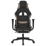 Vidaxl gamestoel met voetensteun stof zwart en taupe