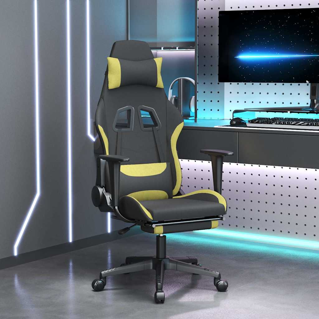 Vidaxl gamestoel met voetensteun stof zwart en lichtgroen