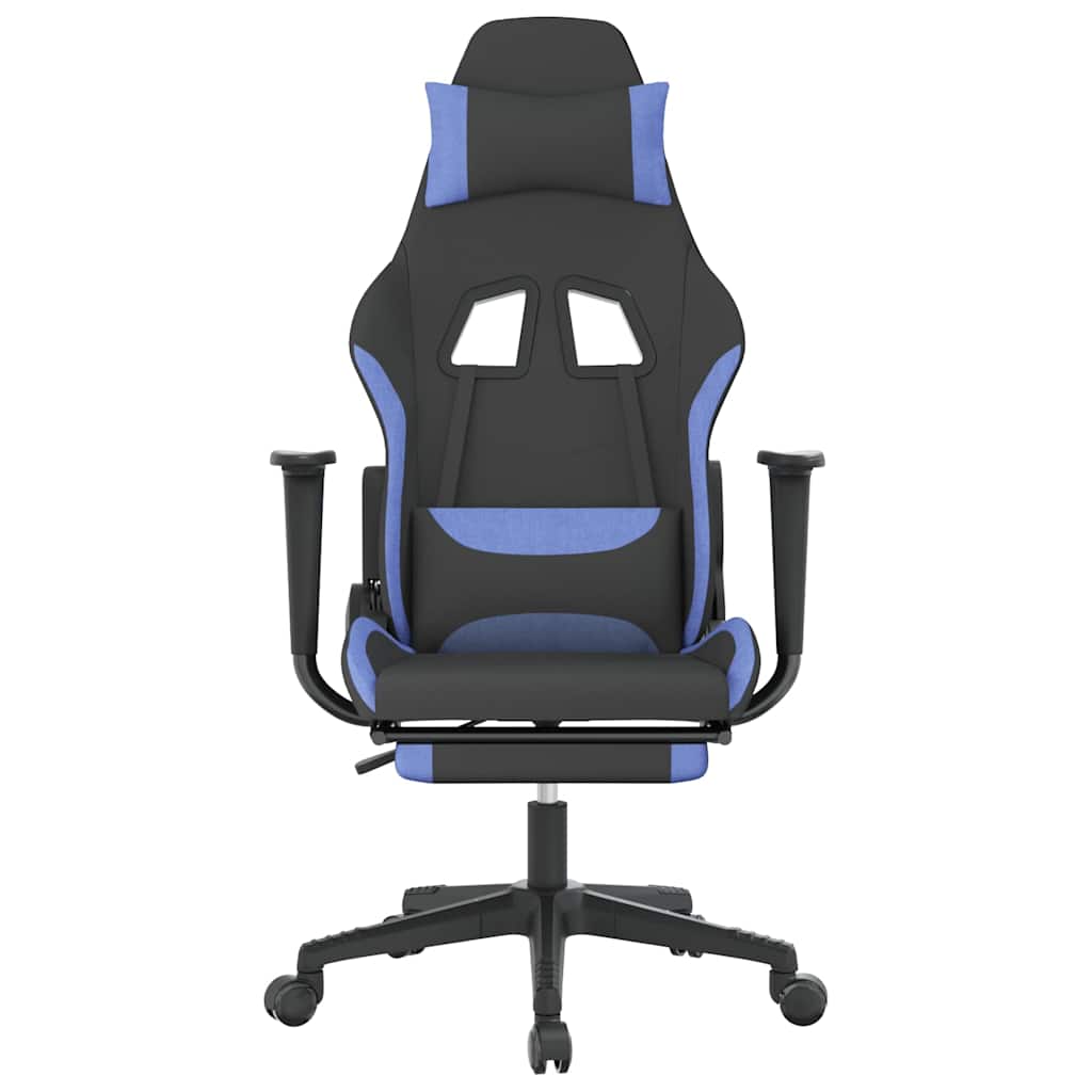 Vidaxl gamestoel met voetensteun stof zwart en blauw