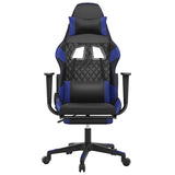 Vidaxl gamestoel met voetensteun kunstleer zwart en blauw