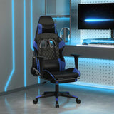 Vidaxl gamestoel met voetensteun kunstleer zwart en blauw