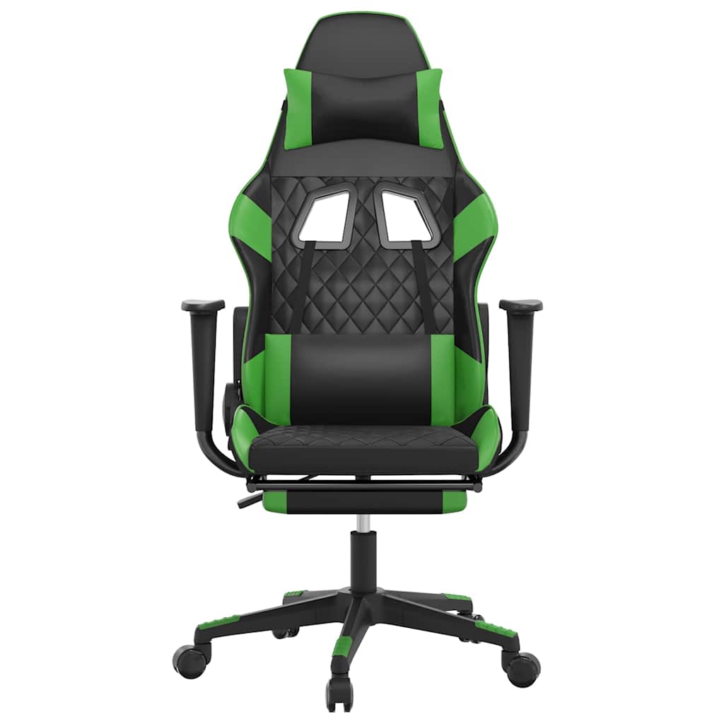 Vidaxl gamestoel met voetensteun kunstleer zwart en groen