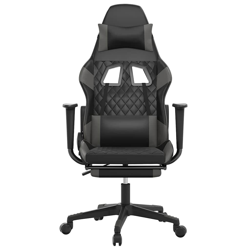 Vidaxl gamestoel met voetensteun kunstleer zwart en grijs