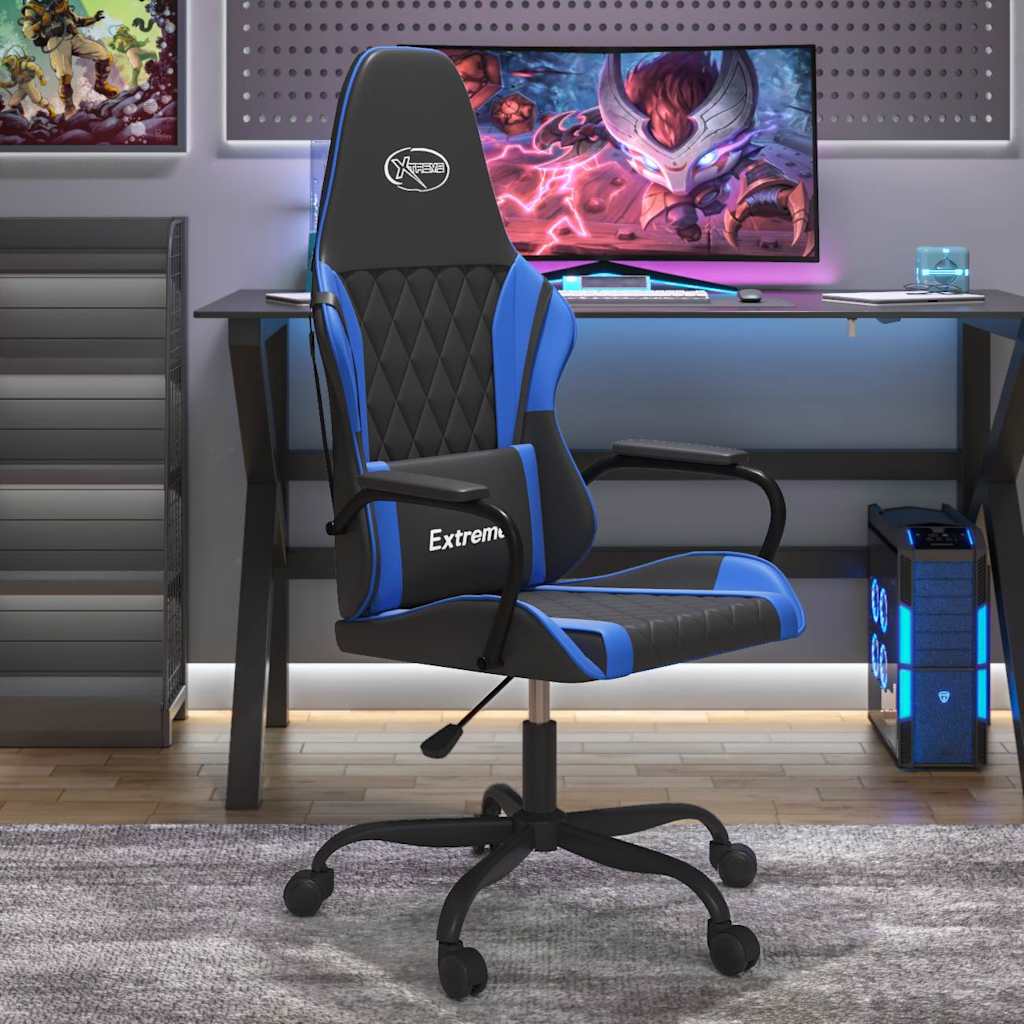 Vidaxl gamestoel kunstleer zwart en blauw