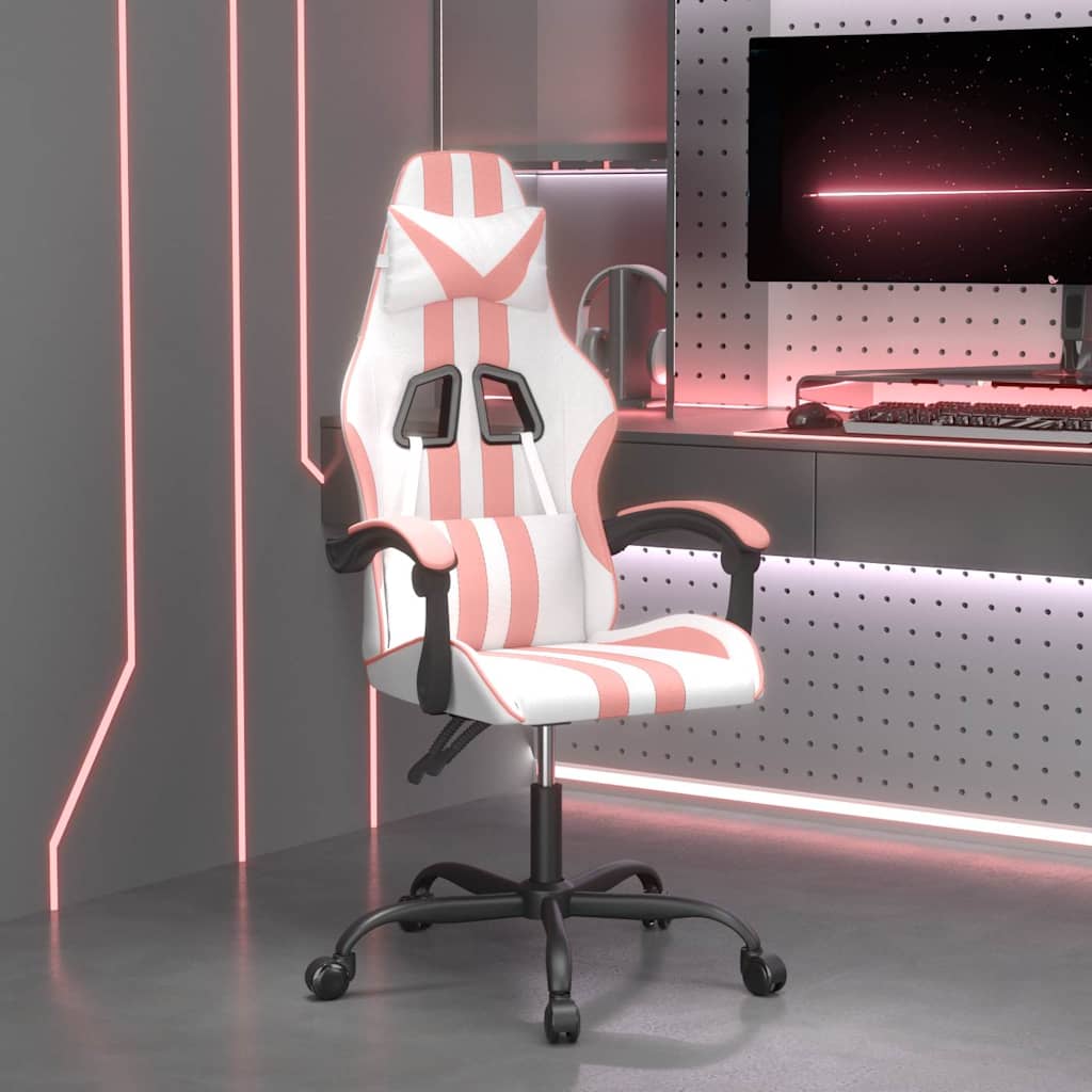 Vidaxl gamestoel kunstleer wit en roze